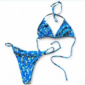 Blue Floral Bikini Set